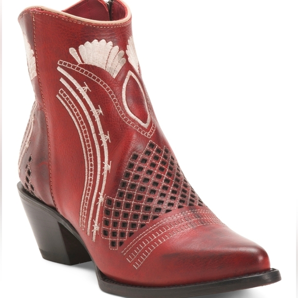 🤎🔹️FERRINI 🔹️Red leather savannah Western Ankle Boots - Picture 6 of 6